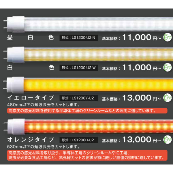 配線工事不要 40形 万能直管LEDライト LS1200-U2-W 白色