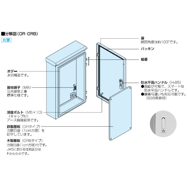 OR12-33C 屋外用制御盤キャビネット 鉄製基盤付 フカサ 120mm クリーム