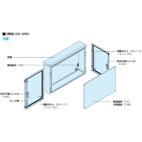 OR12-33C 屋外用制御盤キャビネット 鉄製基盤付 フカサ 120mm クリーム