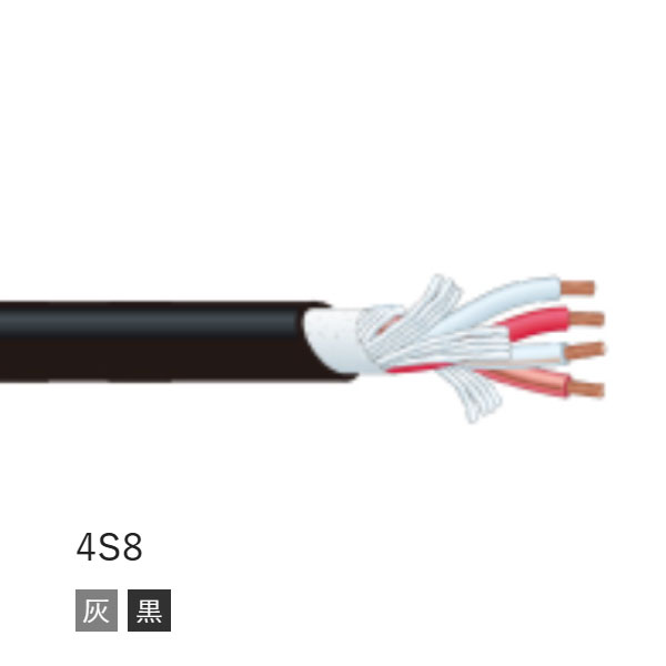 4心スピーカケーブル 4S8 灰 200m巻
