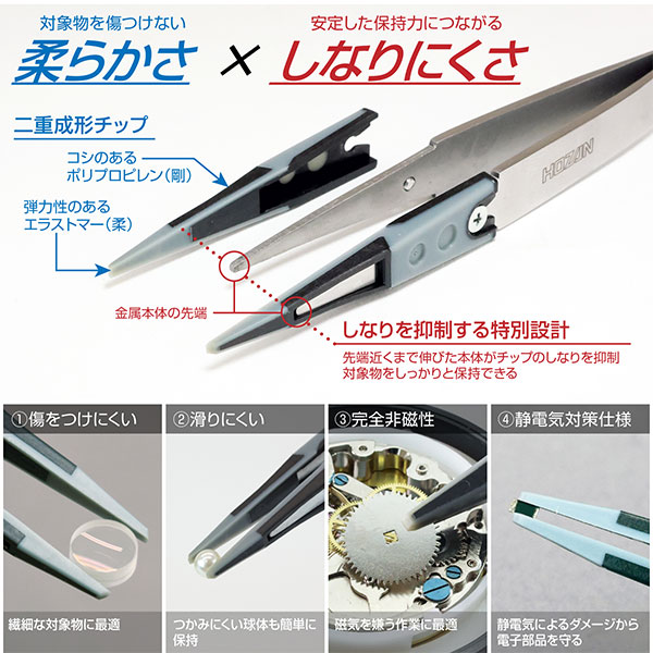 P-640-J ESDソフトチップピンセット