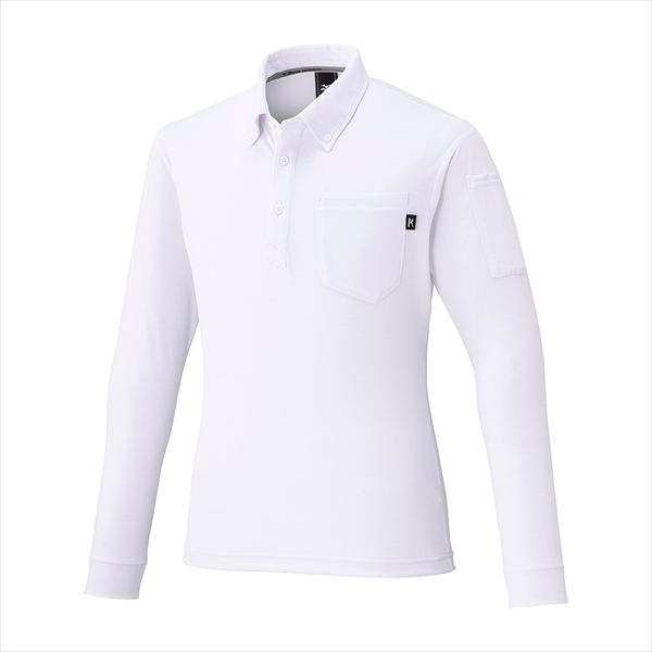 ワークボタンダウンポロシャツ 長袖 F2JAC111 ホワイト 4XL-8
