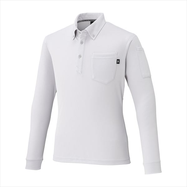 ワークボタンダウンポロシャツ 長袖 F2JAC111 ベイパーシルバー M