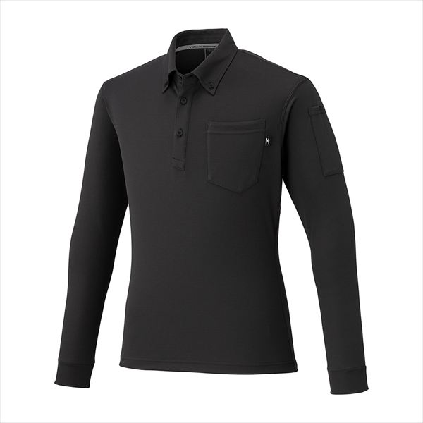 ワークボタンダウンポロシャツ 長袖 F2JAC111 ブラック 6XL-8