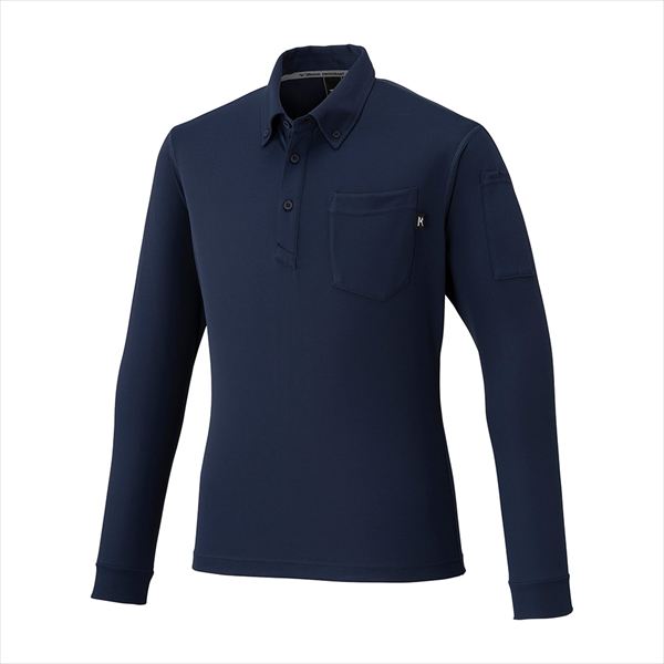 ワークボタンダウンポロシャツ 長袖 F2JAC111 ネイビー L