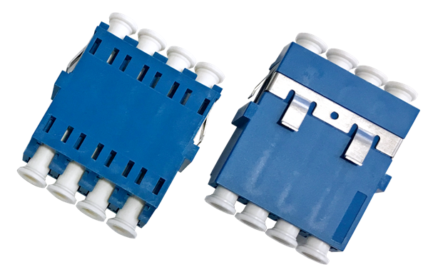 LC4連アダプタ　フランジなし 特殊バネ 青