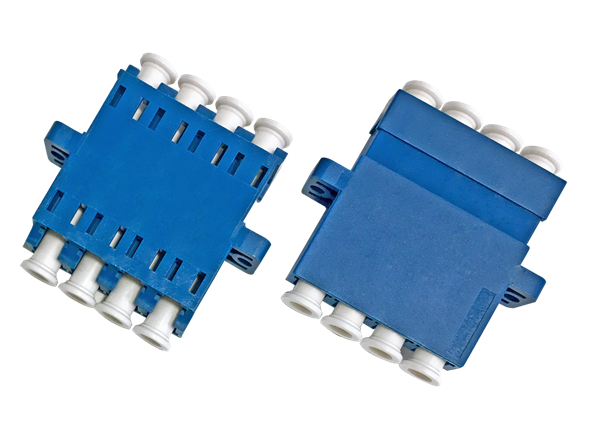 LC4連アダプタ　フランジあり バネなし 青