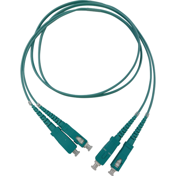 両端SCコネクタ付デュプレックスパッチコード GI50/125 OM3 アクア L=10m