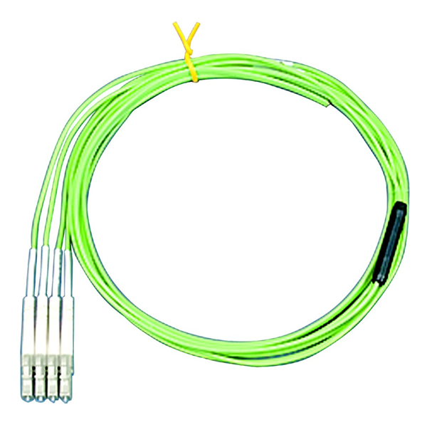 片端LCコネクタ付 4芯FOコード GI50/125(OM2)若草 L=2m（分岐後50cm)