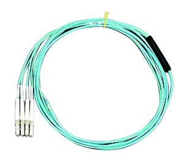 片端LCコネクタ付 4芯FOコード GI50/125(OM3)アクア L=3m（分岐後50cm)