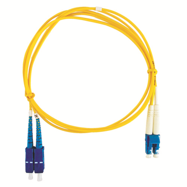 片端SC/片端LCコネクタ付デュプレックスパッチコード SM9/125 黄 L=1m
