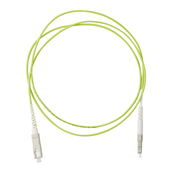 片端SC/片端LCコネクタ付シンプレックスパッチコード OM2 若草 L=2m