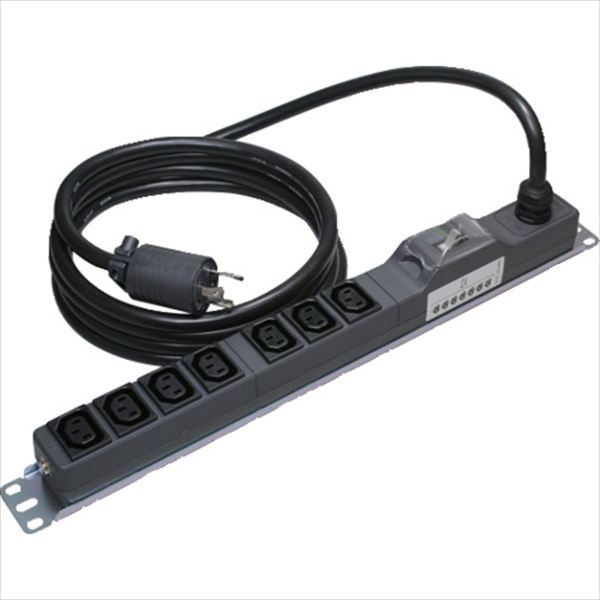 明工　１９インチラック用　安全ブレーカー付　２００Ｖ　コンセント　（Ｃ１３×７）　Ｌ６－２０プラグ付　（ＶＣＴ）　３ｍ TRUSCO