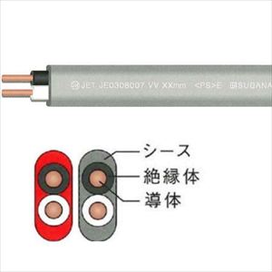 カラーVVF 2C X 1.6mm 赤 100m巻