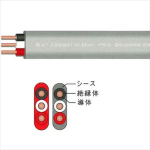 カラーVVF 3C X 2.0mm 赤 100m巻: 電線・ケーブル - 蛙屋
