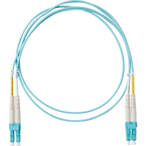 両端LCコネクタ付デュプレックスパッチコード GI50/125 OM3 アクア L=2m