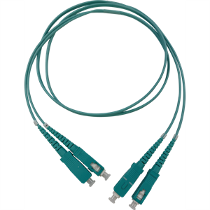両端SCコネクタ付デュプレックスパッチコード GI50/125 OM3 アクア L=2m