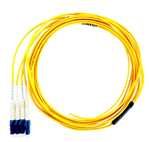 片端LCコネクタ付 4芯FOコード SM9/125 黄 L=3m（分岐後50cm)