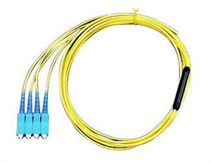 片端SCコネクタ付 4芯FOコード SM9/125 黄 L=2m（分岐後50cm)