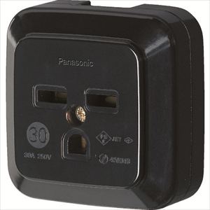 Ｐａｎａｓｏｎｉｃ　接地２Ｐ３０Ａ角型コンセント　薄型　ブラック TRUSCO