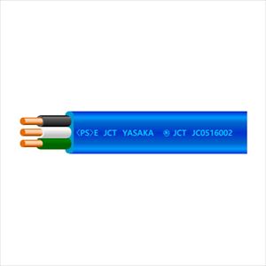 カラーVVF 3C X 2.0mm 青 Gライン(黒･白･緑) 100m巻